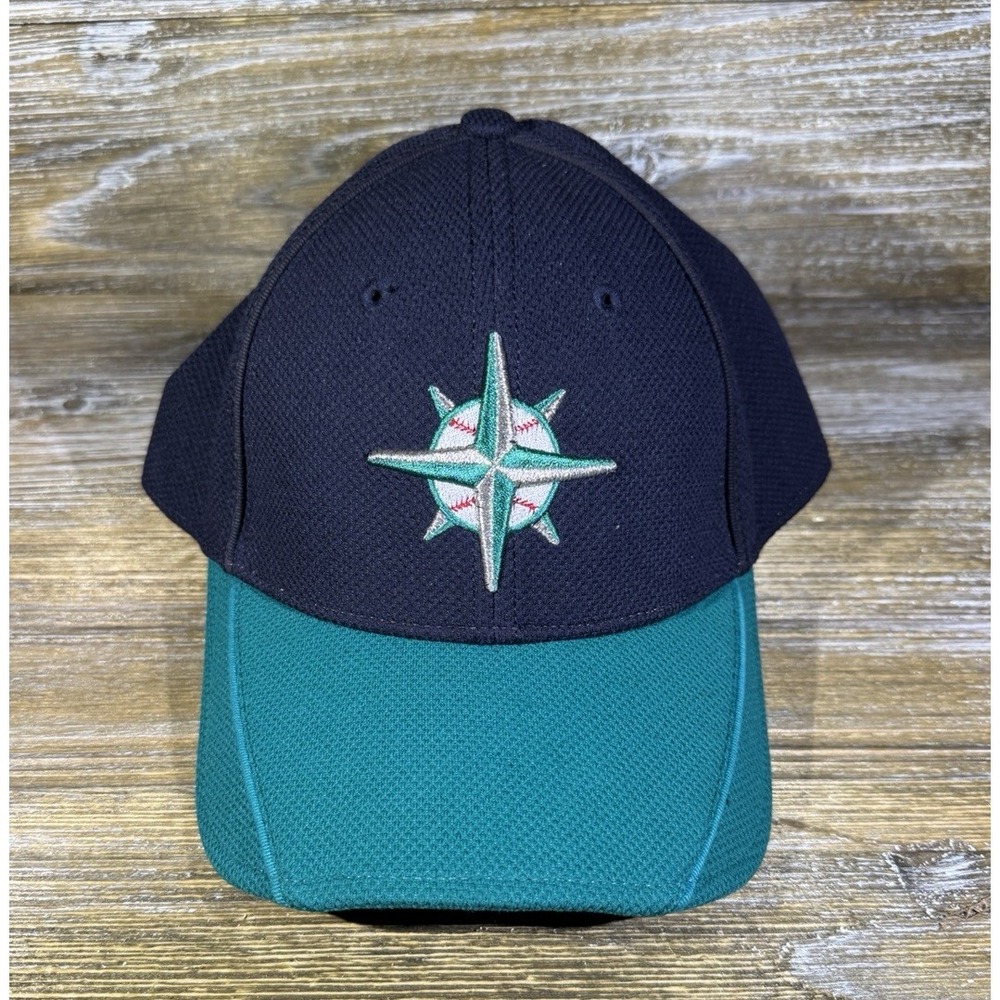 Seattle Mariners Hat Cap New Era Fitted Blue Green Baseball Strech Small Medium